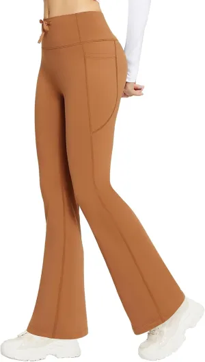 baleaf Women's Fleece Lined Pants Winter Thermal Warm Bootcut Flare Leggings Hiking Yoga Pants with Zip Pockets Cold Weather