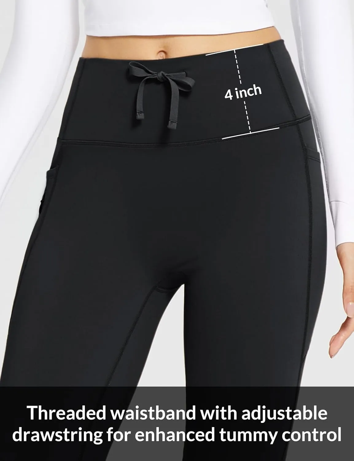 baleaf Women's Fleece Lined Pants Winter Thermal Warm Bootcut Flare Leggings Hiking Yoga Pants with Zip Pockets Cold Weather