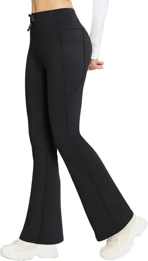 baleaf Women's Fleece Lined Pants Winter Thermal Warm Bootcut Flare Leggings Hiking Yoga Pants with Zip Pockets Cold Weather