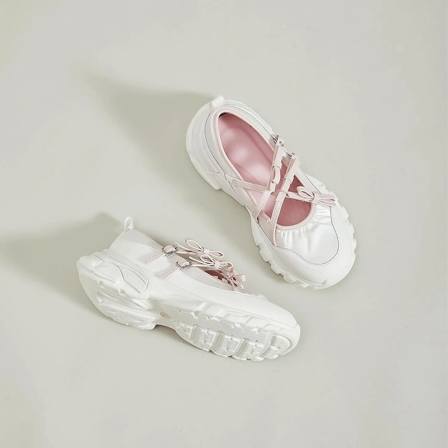 Ballet Sneakers for Woman Leather Trendy Wide Toe Buckle Bow Straps Ballerina Flats Fancy Cute Ballet Shoes 2025 Spring Summer Casual Dressy Walking Hiking Travel