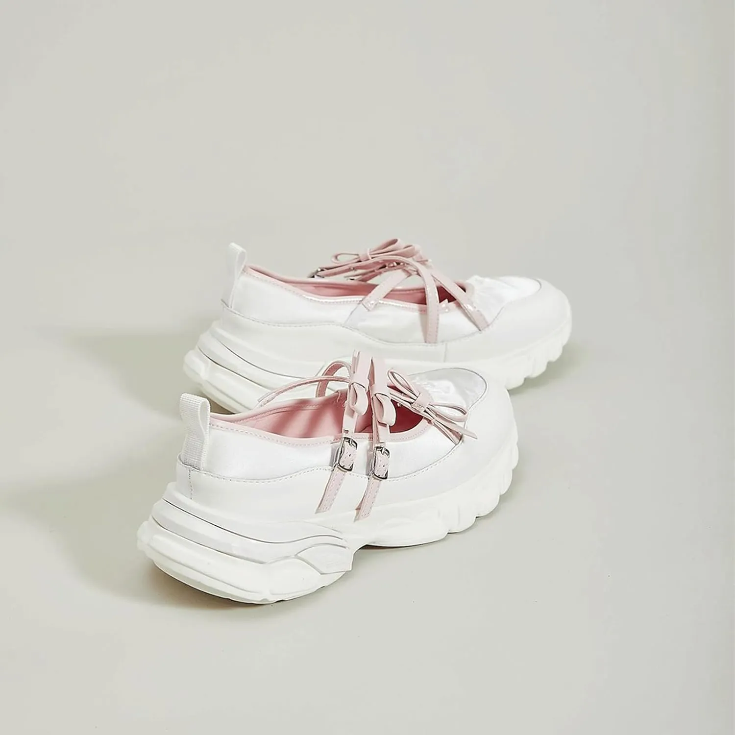 Ballet Sneakers for Woman Leather Trendy Wide Toe Buckle Bow Straps Ballerina Flats Fancy Cute Ballet Shoes 2025 Spring Summer Casual Dressy Walking Hiking Travel