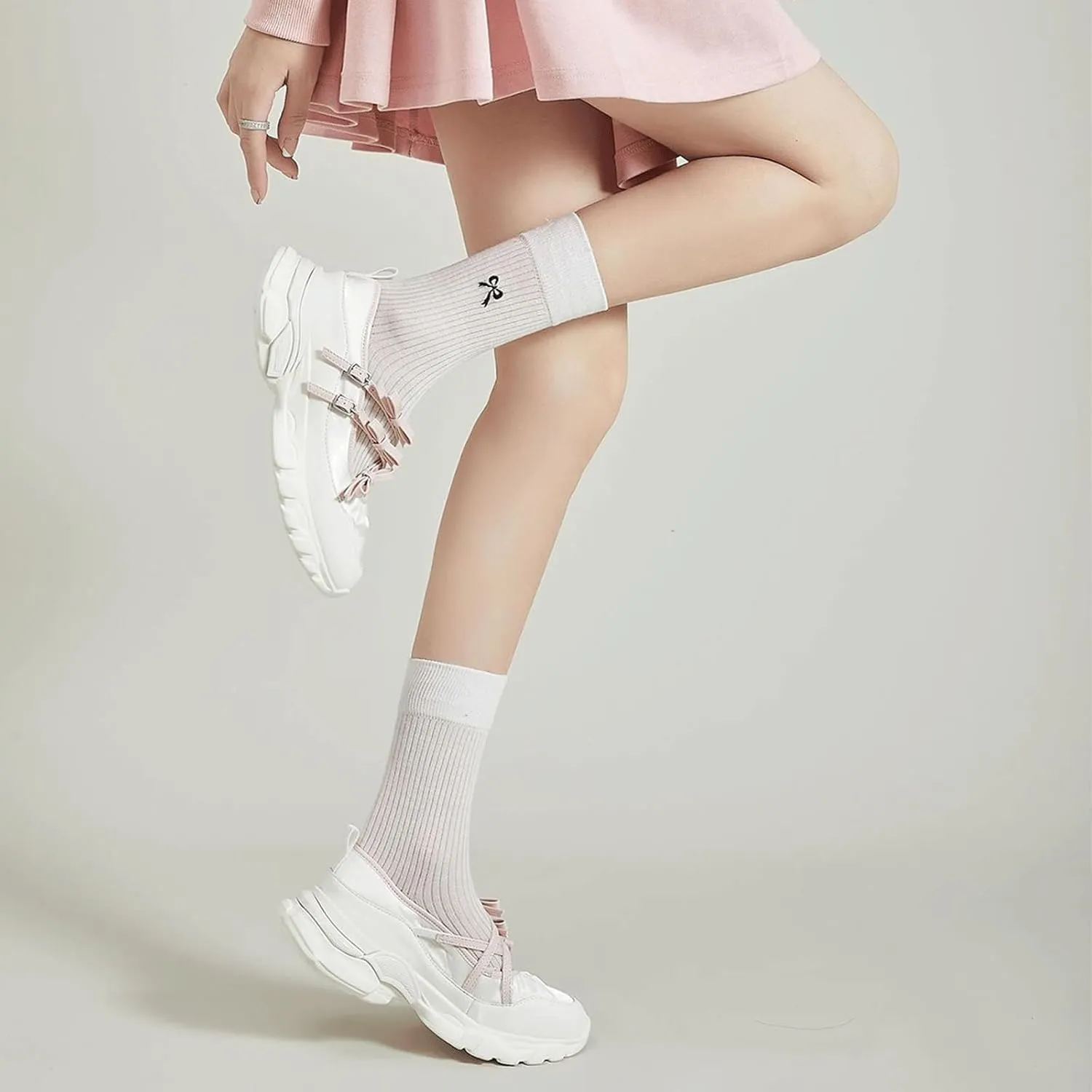 Ballet Sneakers for Woman Leather Trendy Wide Toe Buckle Bow Straps Ballerina Flats Fancy Cute Ballet Shoes 2025 Spring Summer Casual Dressy Walking Hiking Travel