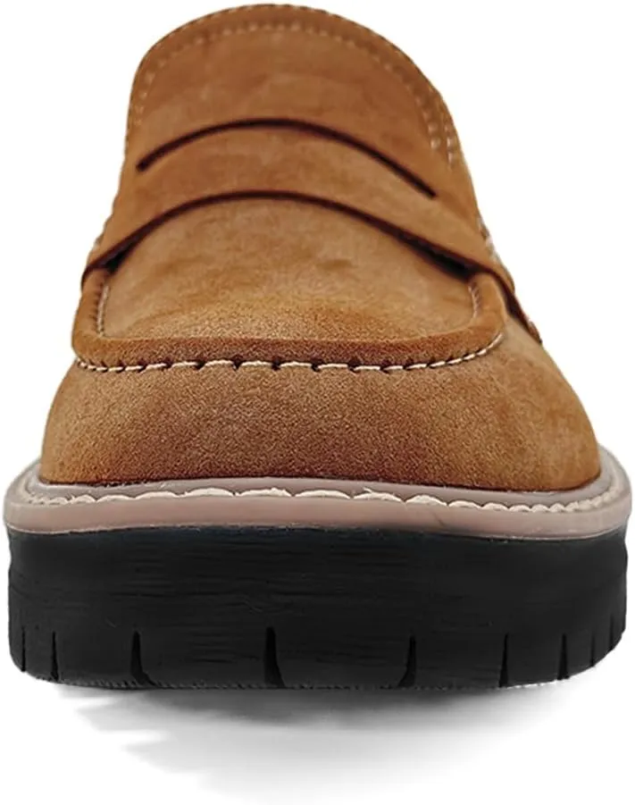 Bandkos Women's Platform Penny Loafers Slip On-Suede Chunky Dress Shoes Casual Business Oxford for Work