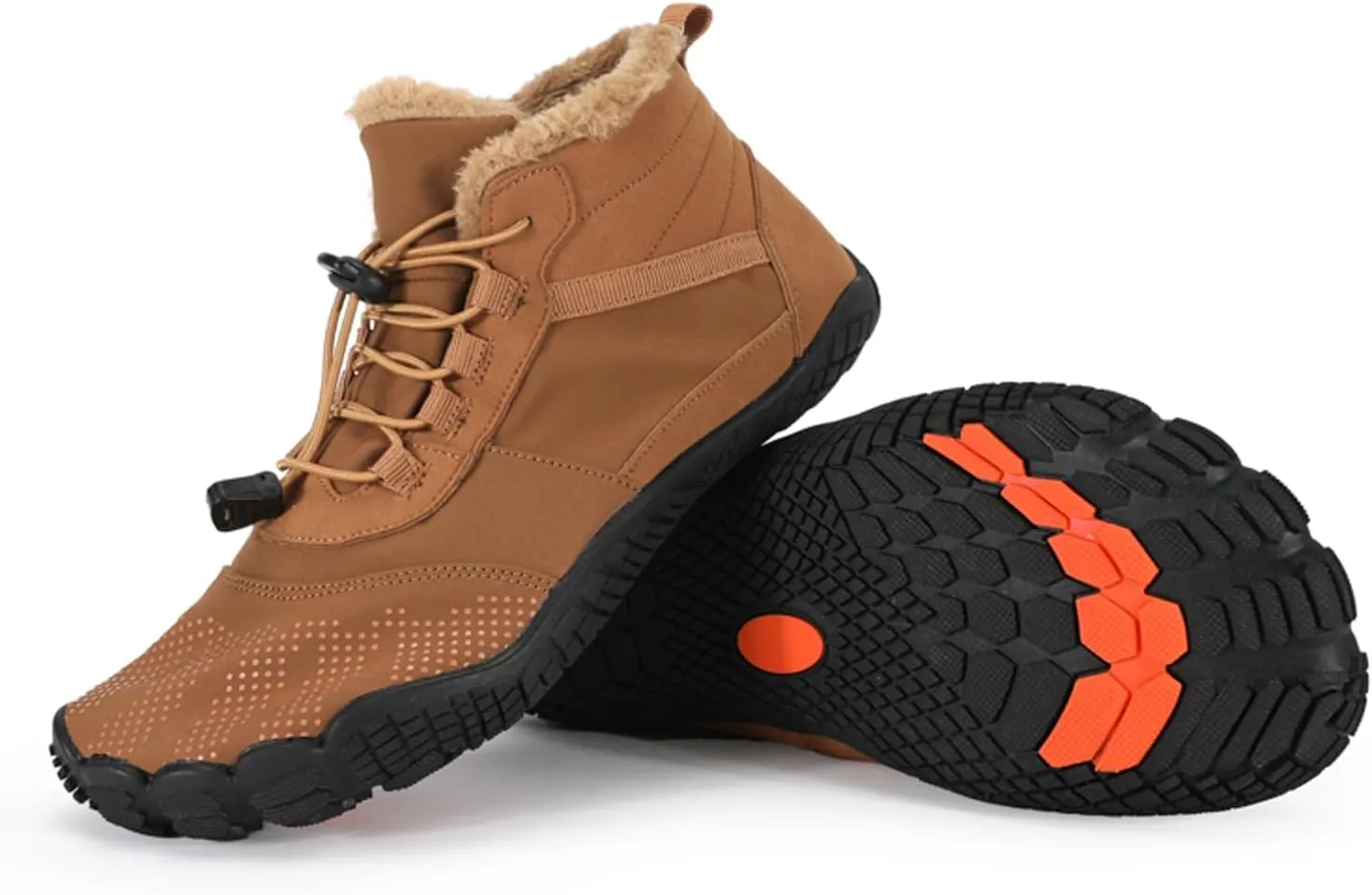 Barefoot Shoes Fur Lined Winter Mens Wide Toe Box Trail Runner Women Zero Drop Sole High top Walking Shoes Minimalist Outdoor Hiking Trekking Boots Sneakers