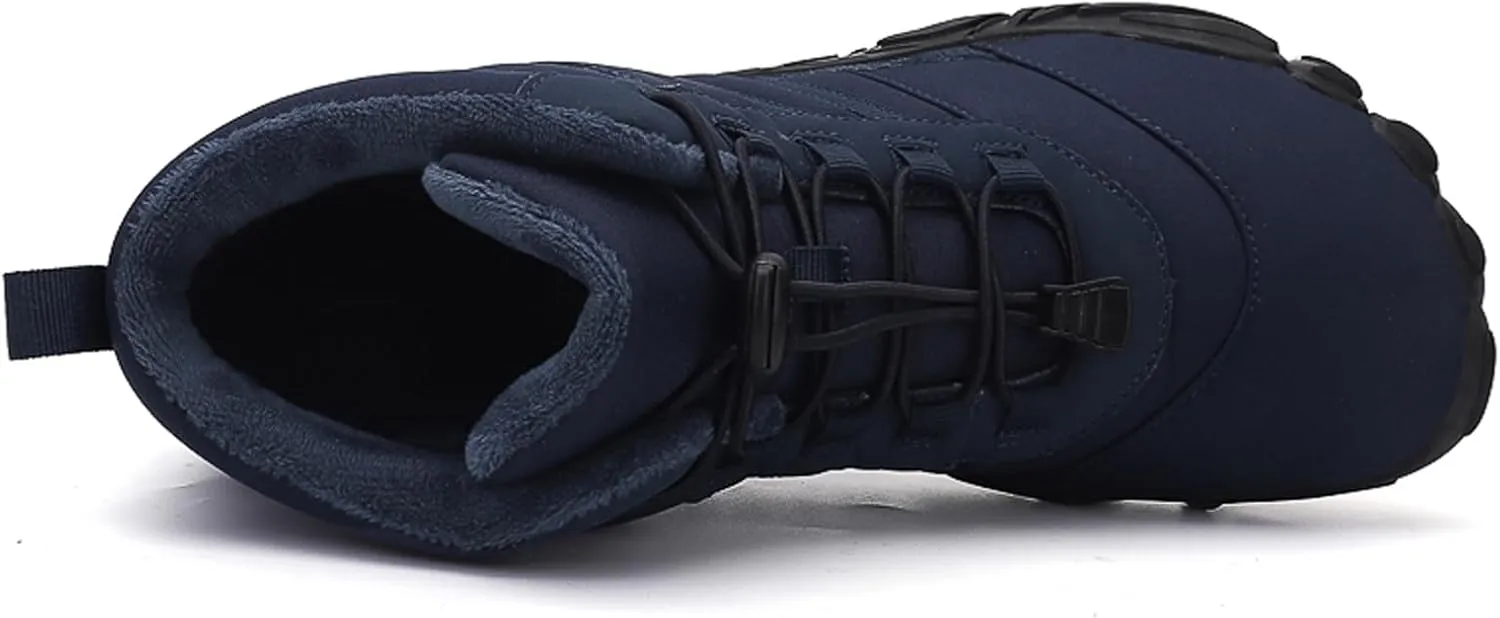 Barefoot Shoes Fur Lined Winter Mens Wide Toe Box Trail Runner Women Zero Drop Sole High top Walking Shoes Minimalist Outdoor Hiking Trekking Boots Sneakers
