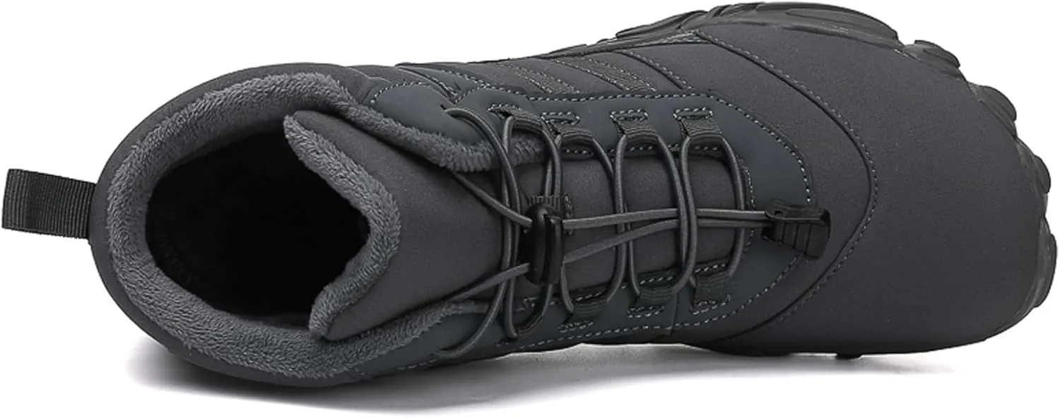 Barefoot Shoes Fur Lined Winter Mens Wide Toe Box Trail Runner Women Zero Drop Sole High top Walking Shoes Minimalist Outdoor Hiking Trekking Boots Sneakers