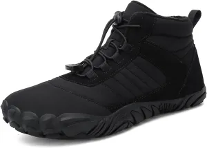Barefoot Shoes Fur Lined Winter Mens Wide Toe Box Trail Runner Women Zero Drop Sole High top Walking Shoes Minimalist Outdoor Hiking Trekking Boots Sneakers