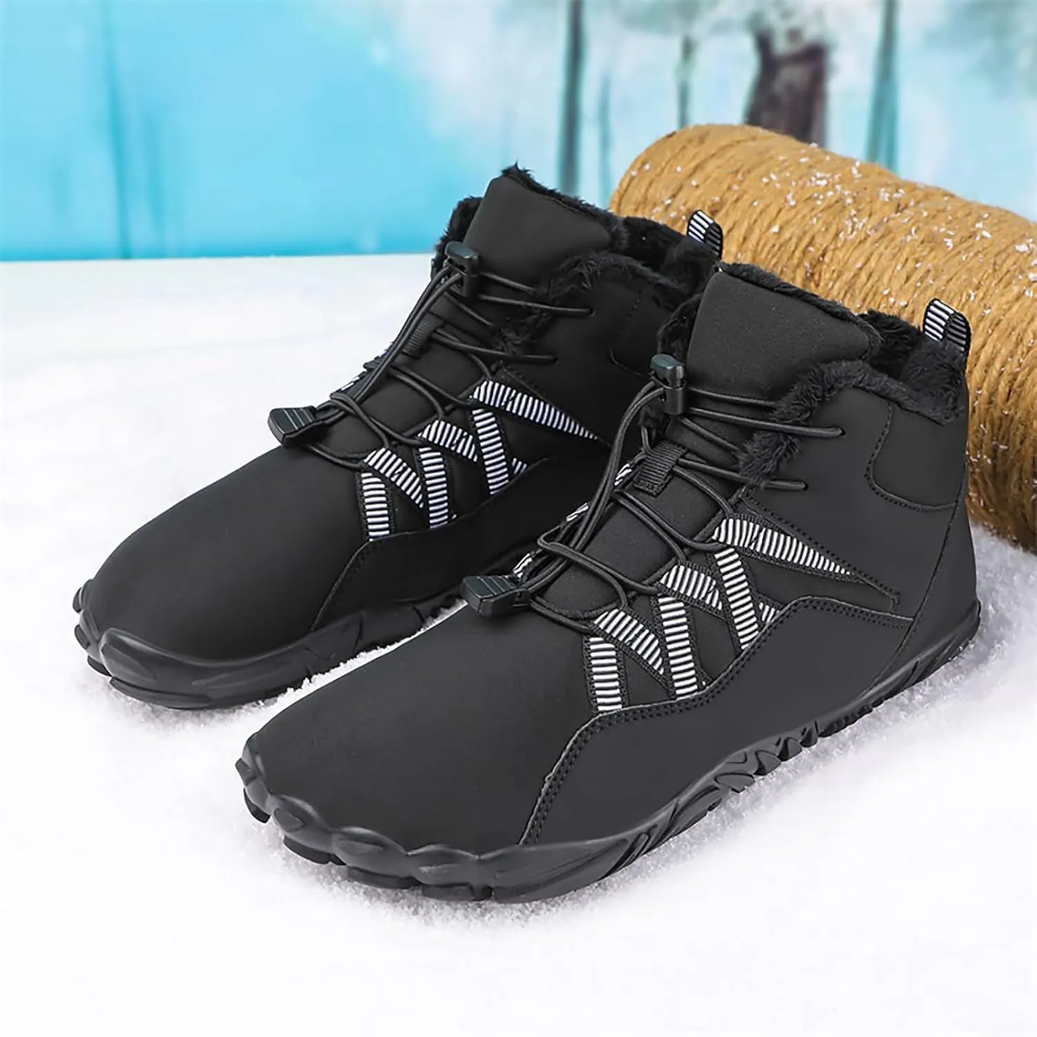 Barefoot Shoes Men Women Wide Toe Box Winter Cross Trainer Minimalist Zero Drop Sole Cotton Boots Sneakers