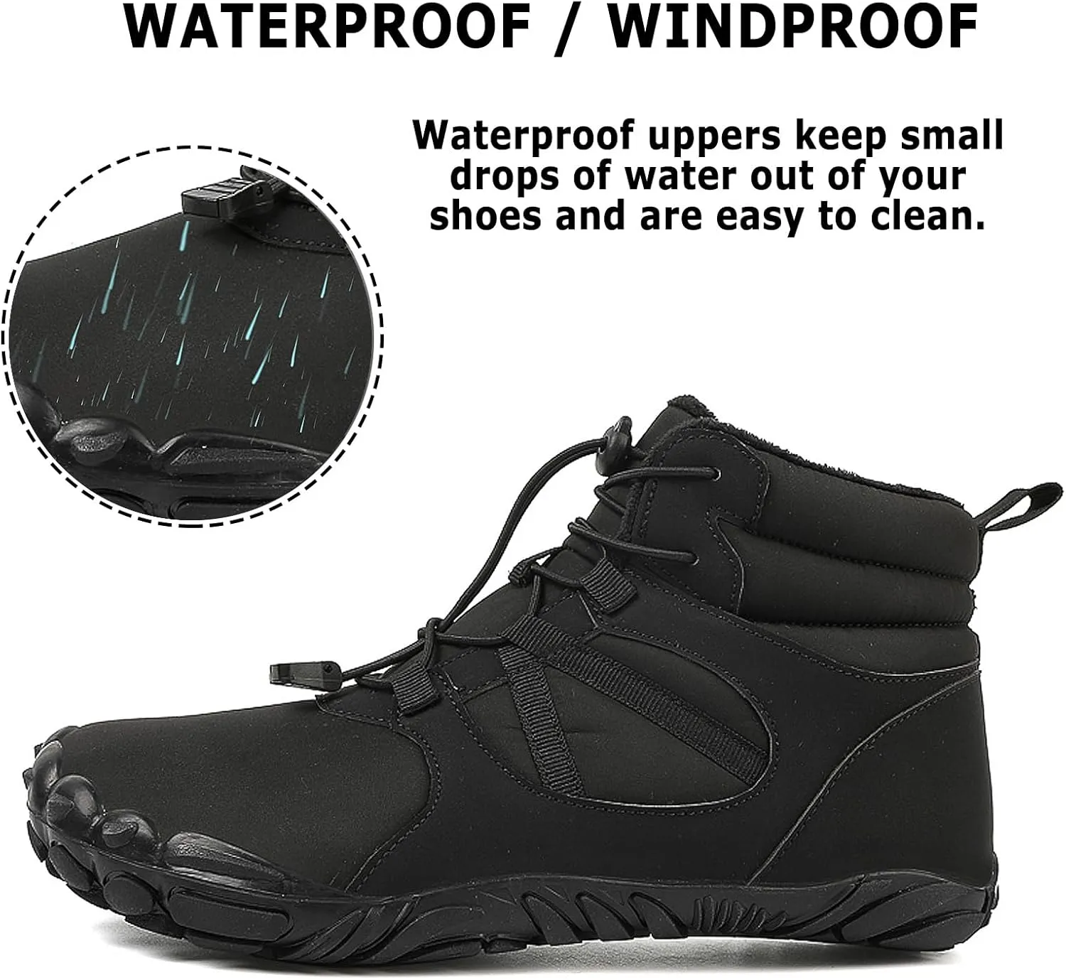 Barefoot Shoes Mens Womens Winter Warm Wide Toe Box Minimalist Zero Drop Outdoor Sole High-top Walking Shoes Snow Boots
