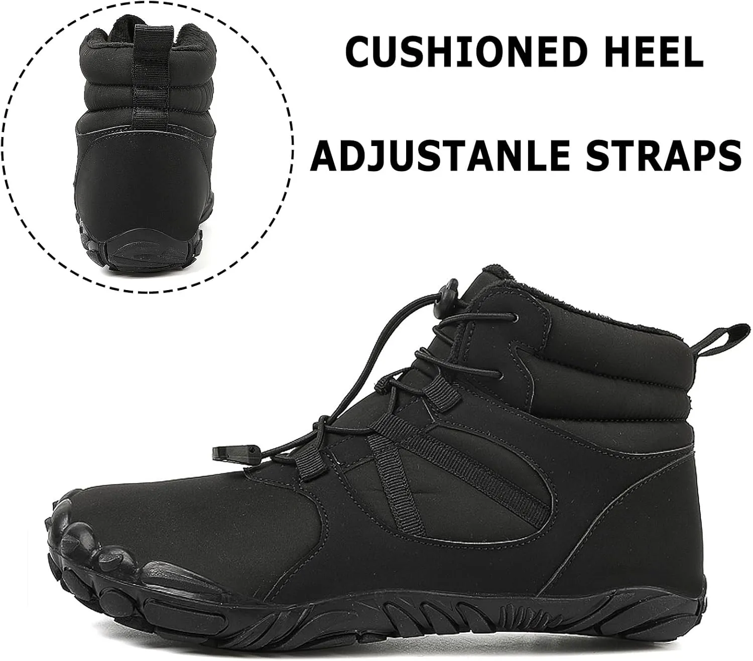 Barefoot Shoes Mens Womens Winter Warm Wide Toe Box Minimalist Zero Drop Outdoor Sole High-top Walking Shoes Snow Boots