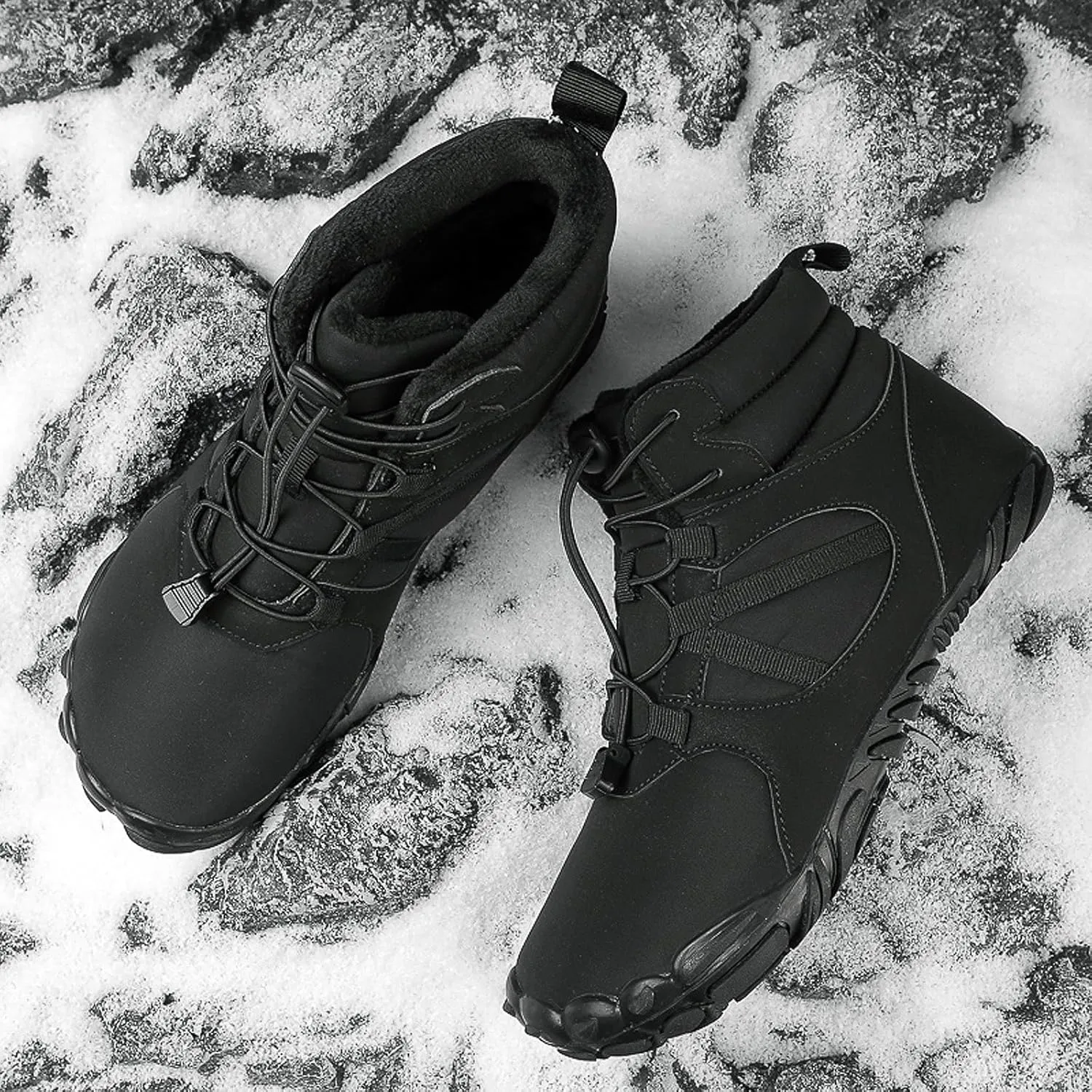 Barefoot Shoes Mens Womens Winter Warm Wide Toe Box Minimalist Zero Drop Outdoor Sole High-top Walking Shoes Snow Boots