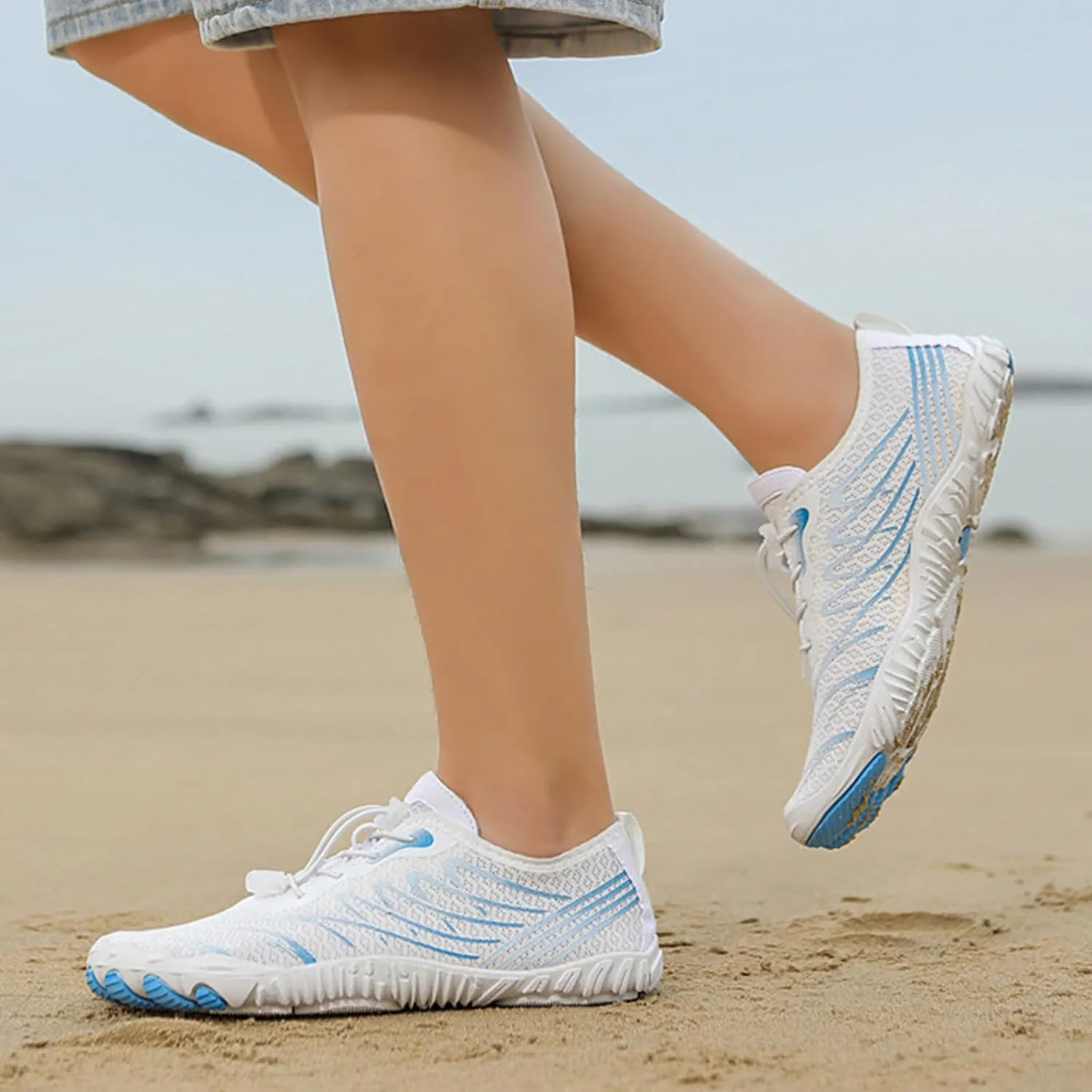 Barefoot Shoes Unisex Couples Breathable Wide Toe Non Slip Quick Drying Water Footwear Lightweight Breathable Comfy Beach Shoes for Men Women Summer Hiking Sneakers Thick Sole Indoor Yoga Sports Shoe