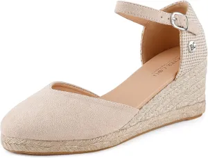 BCTEX COLL Women's Espadrilles Wedge Sandals Ankle Strap Platform Closed Toe Dressy Shoes