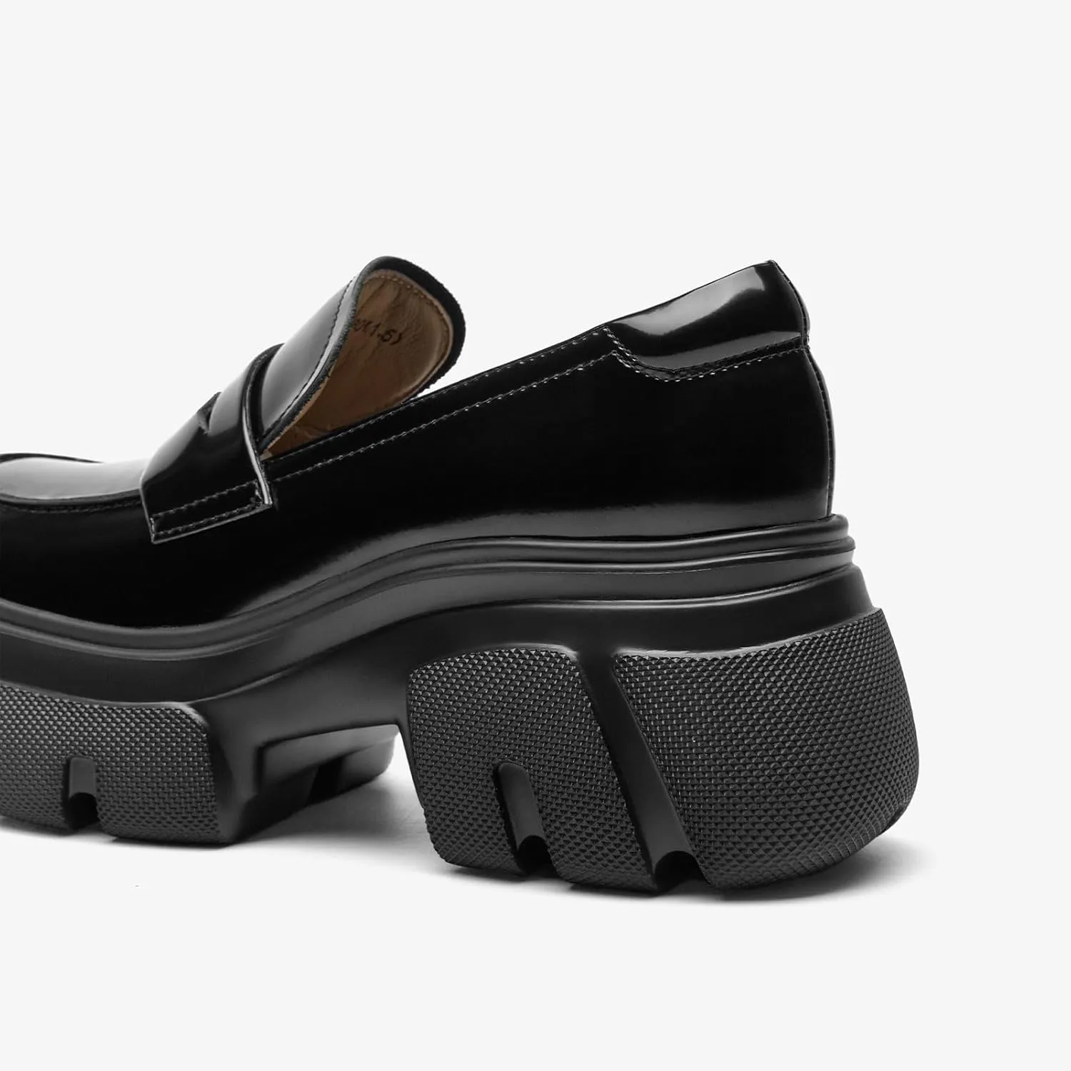 BEAU TODAY Womens Fashion Platform Loafers, Comfort Slip-on Leather Loafers with Chunky Heel, Round Toe Business Work Shoes