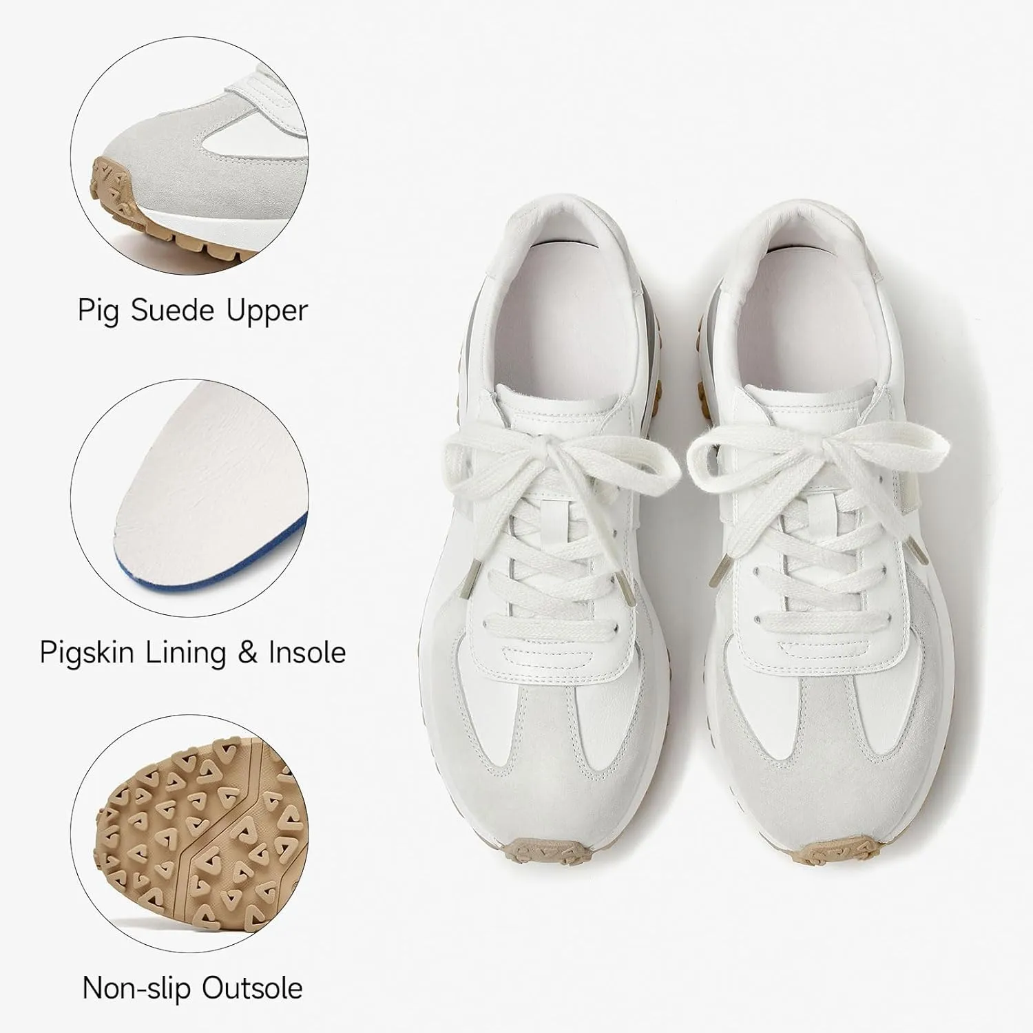 BEAU TODAY Womens Platform Sneakers, Fashion Chunky Platform Sneakers for Women, Retro Casual Walking Tennis Shoes