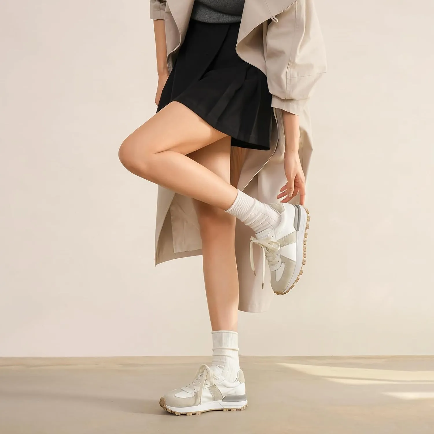 BEAU TODAY Womens Platform Sneakers, Fashion Chunky Platform Sneakers for Women, Retro Casual Walking Tennis Shoes