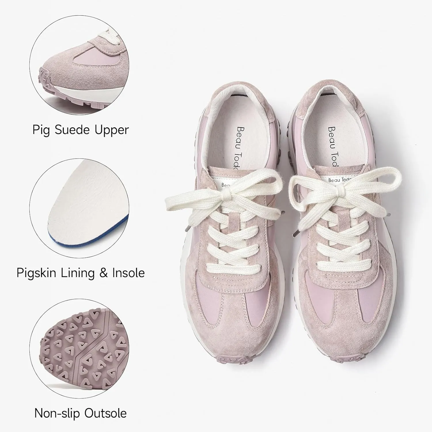 BEAU TODAY Womens Platform Sneakers, Fashion Chunky Platform Sneakers for Women, Retro Casual Walking Tennis Shoes