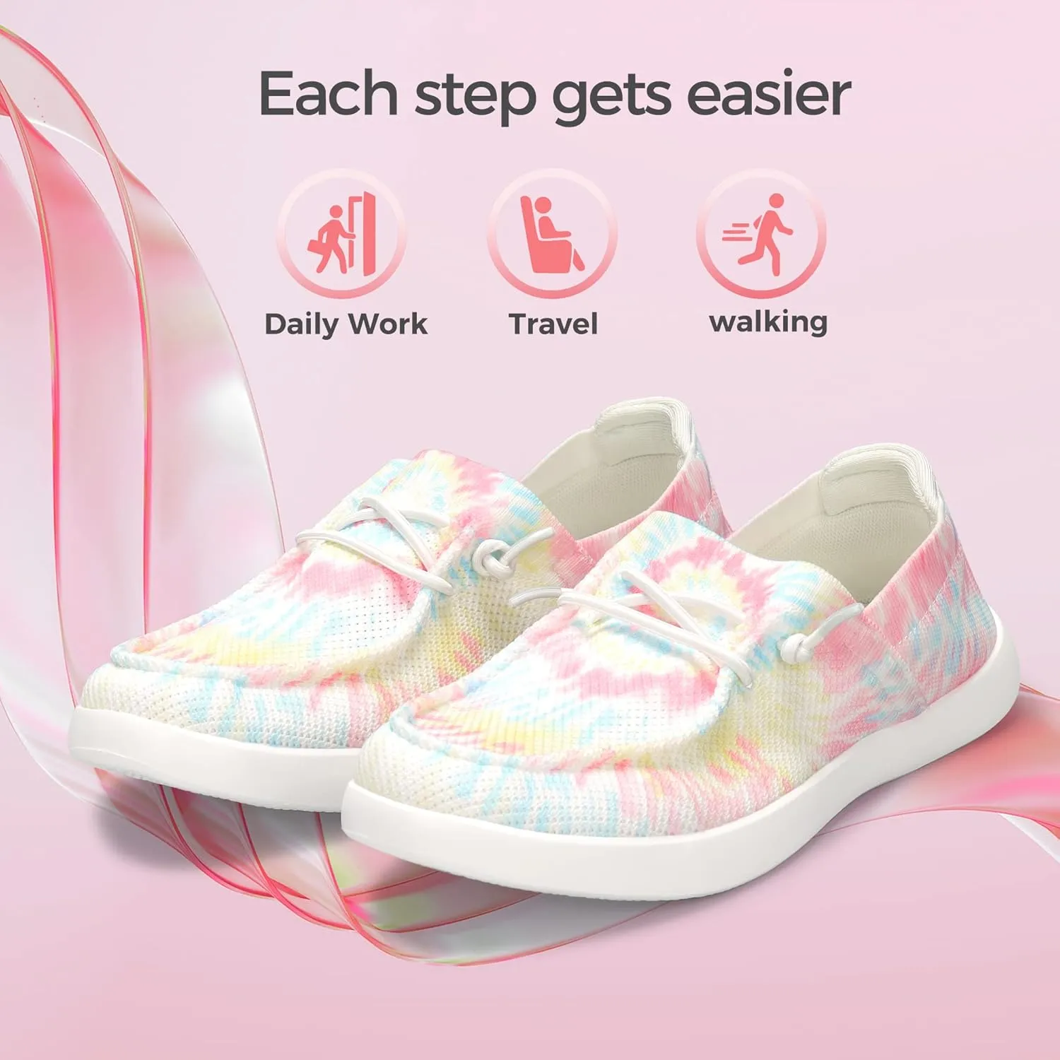 BELOS Women's Rhinestone Lace Up Loafers Shoes Comfortable Slip On Mesh Knit Walking Shoes Fashion Lightweight Sparkly Glitter Sneaker