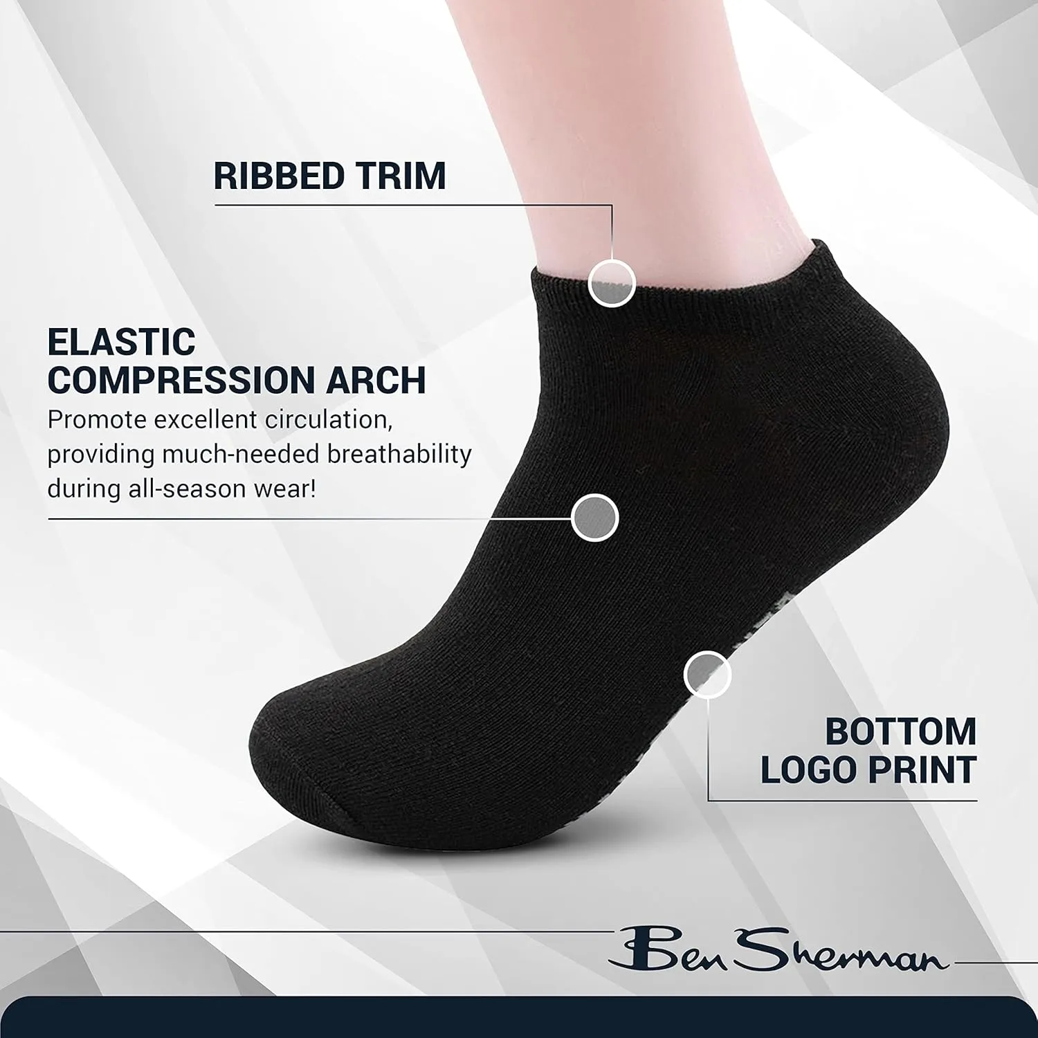 Ben Sherman Men’s Low Cut Socks - 10 PK Soft, Breathable Comfort Fit, No Show Socks