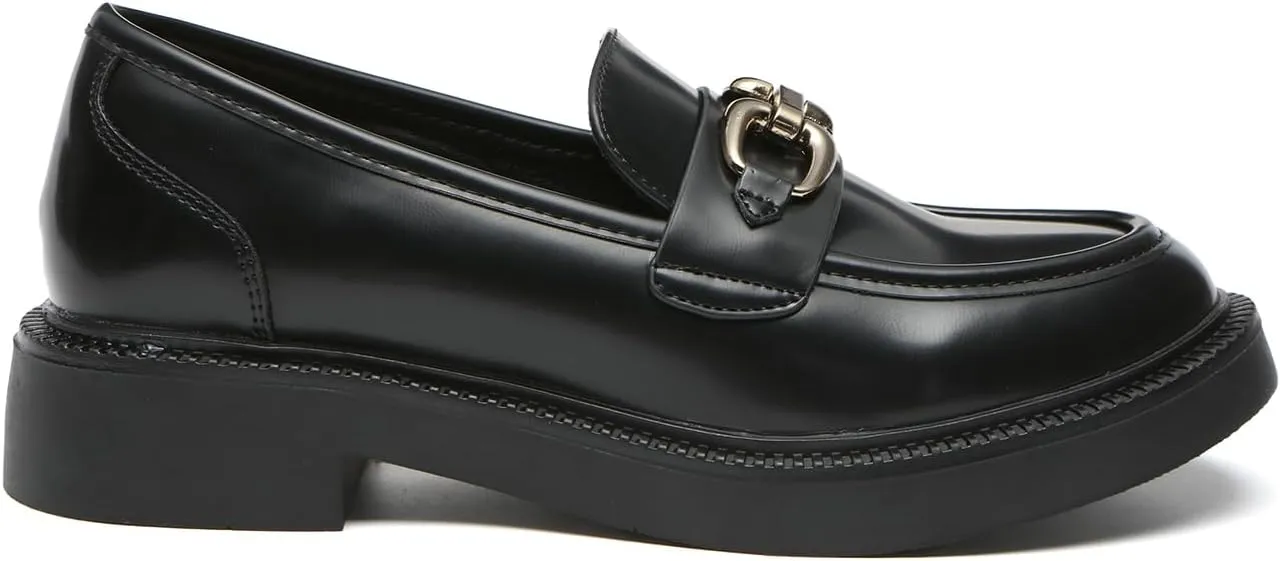 Bernal Loafers for Women Chunky Platform Penny Loafers Fashion Slip On School Shoes Work Shoes with Buckle
