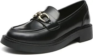 Bernal Loafers for Women Chunky Platform Penny Loafers Fashion Slip On School Shoes Work Shoes with Buckle