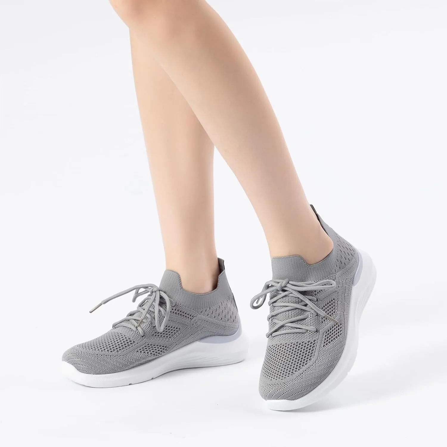 Bernal Sneakers for Women Casual Mesh Breathable Lace Up Walking Shoes Lightweight Non Slip Tennis Gym Workout Shopping Shoes