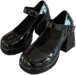 Betastella Women's Chunky High Heels Platform Pumps Round Toe Ankle Strap Mary Jane Wedding Party Pumps Dress Shoes