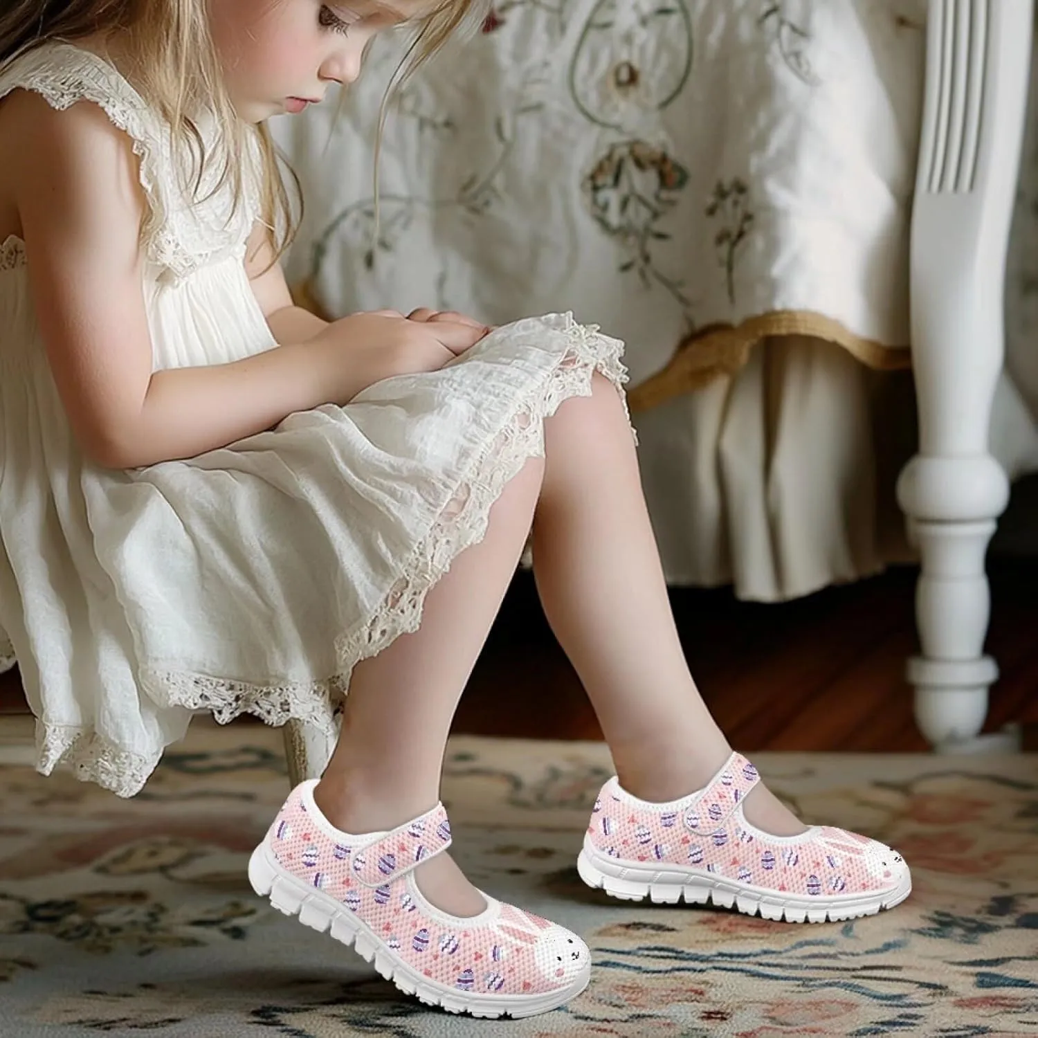 BIGCARJOB Little Girls Mary Janes Shoes Flats Running Shoes Slip-on Athletic Gym Shoes
