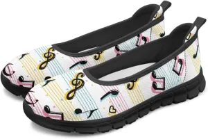 Binienty Women's Comfy Slip-On Walking Shoes Wide Toe Box Elasticity Knit Loafers with Arch Support