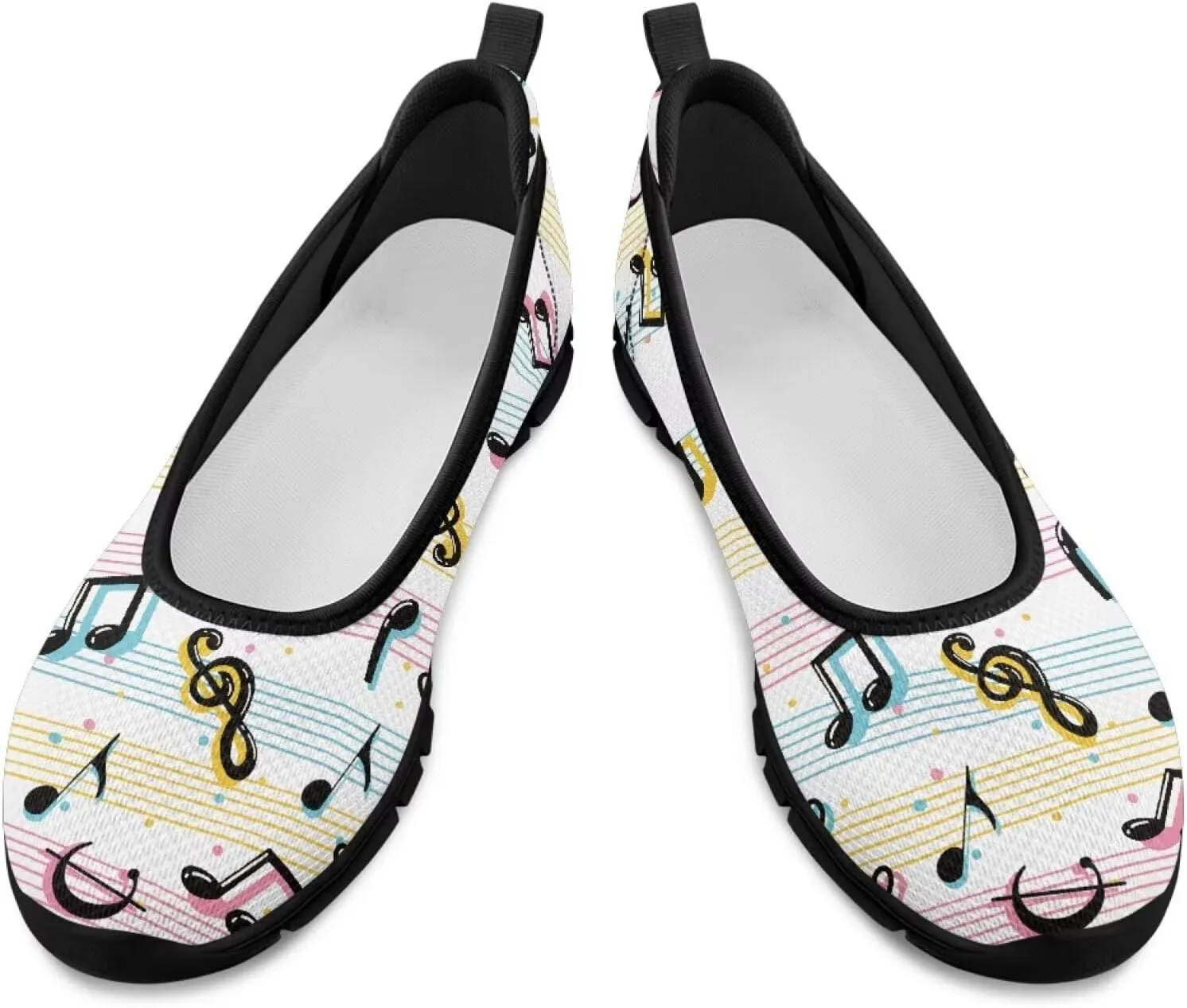 Binienty Women's Comfy Slip-On Walking Shoes Wide Toe Box Elasticity Knit Loafers with Arch Support