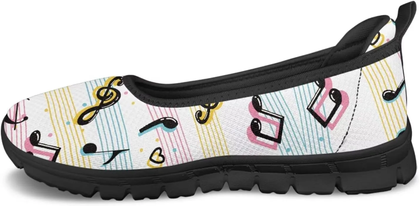 Binienty Women's Comfy Slip-On Walking Shoes Wide Toe Box Elasticity Knit Loafers with Arch Support