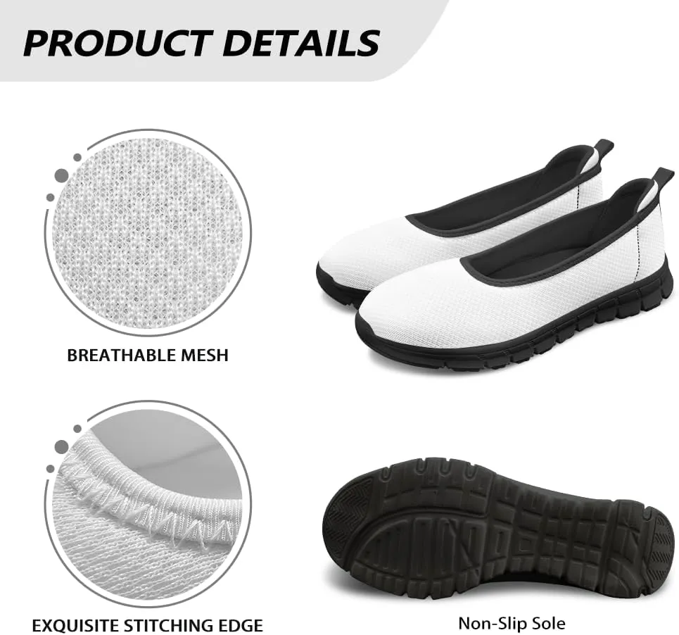 Binienty Women's Comfy Slip-On Walking Shoes Wide Toe Box Elasticity Knit Loafers with Arch Support