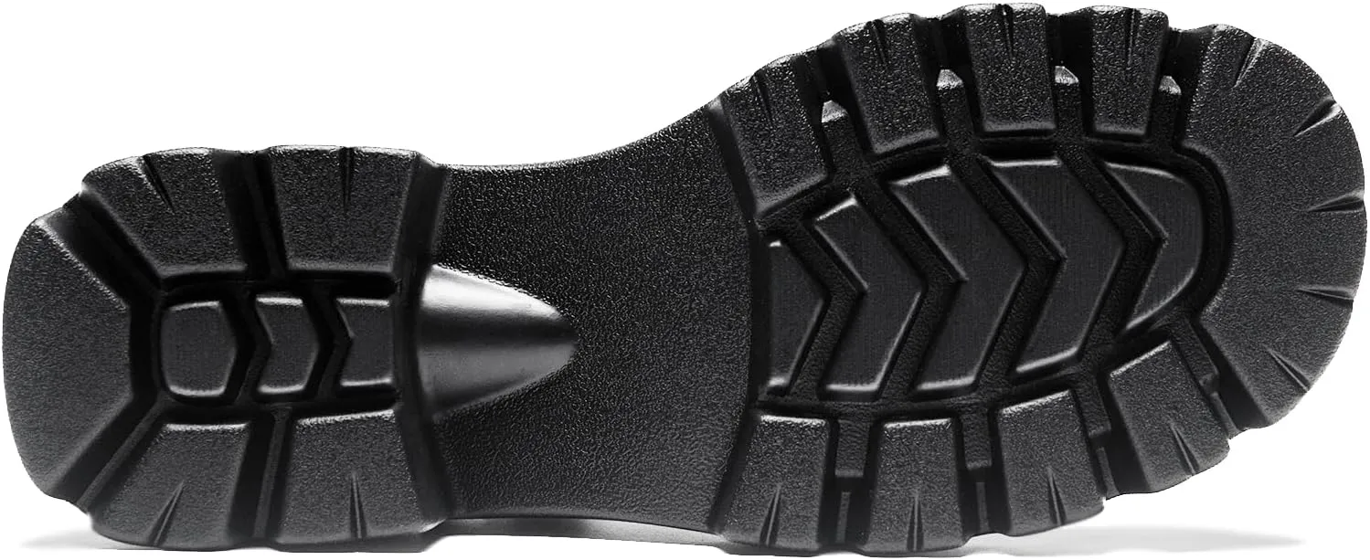 Black Platform Loafers for Women - Women's Slip-On Leather Loafers, Chunky Comfort Shoes for Work & Dressy Occasions