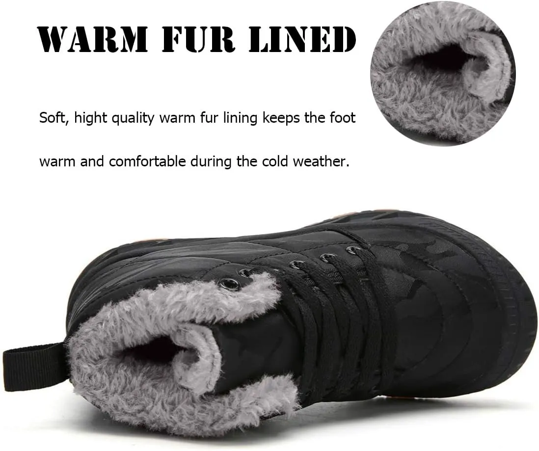 Boys Snow Boots Winter Waterproof Slip Resistant Cold Weather Shoes（Little Kid/Big Kid