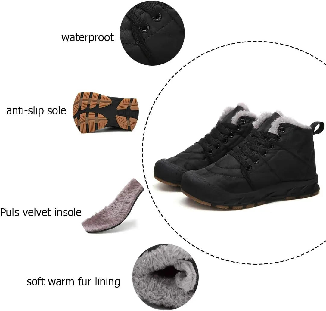 Boys Snow Boots Winter Waterproof Slip Resistant Cold Weather Shoes（Little Kid/Big Kid