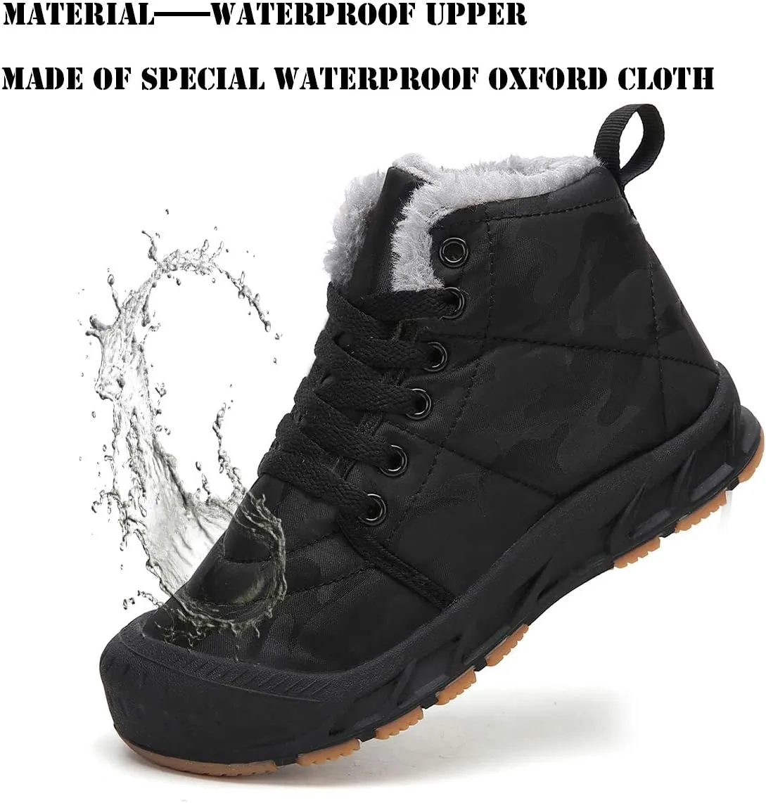 Boys Snow Boots Winter Waterproof Slip Resistant Cold Weather Shoes（Little Kid/Big Kid