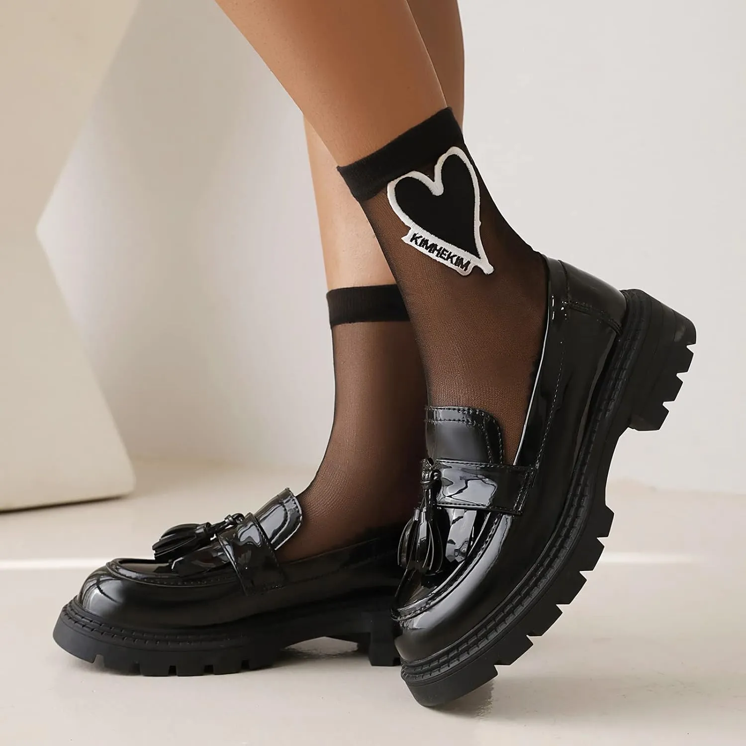 British Style Women's Fashion Loafers, Patent Leather Tassel Loafers, Black Thick-Soled Loafers, Slip-on Thick-Soled Loafers, Simple Casual Flat Shoes, Plus Size Shoes.