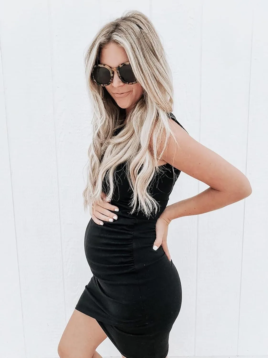 BTFBM Women 2025 Summer Sleeveless Tank Dresses Crew Neck Slim Fit Short Casual Ruched Bodycon Party Club Mini Dress