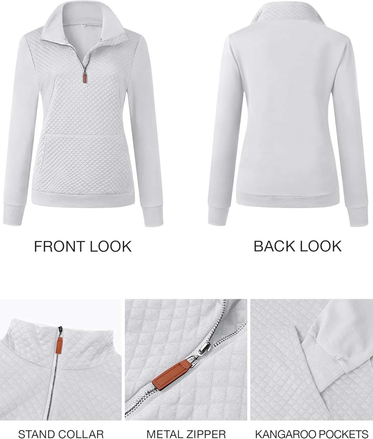 BTFBM Women Fashion Quilted Pattern Lightweight Zipper Long Sleeve Plain Casual Ladies Sweatshirts Pullovers Shirts Tops