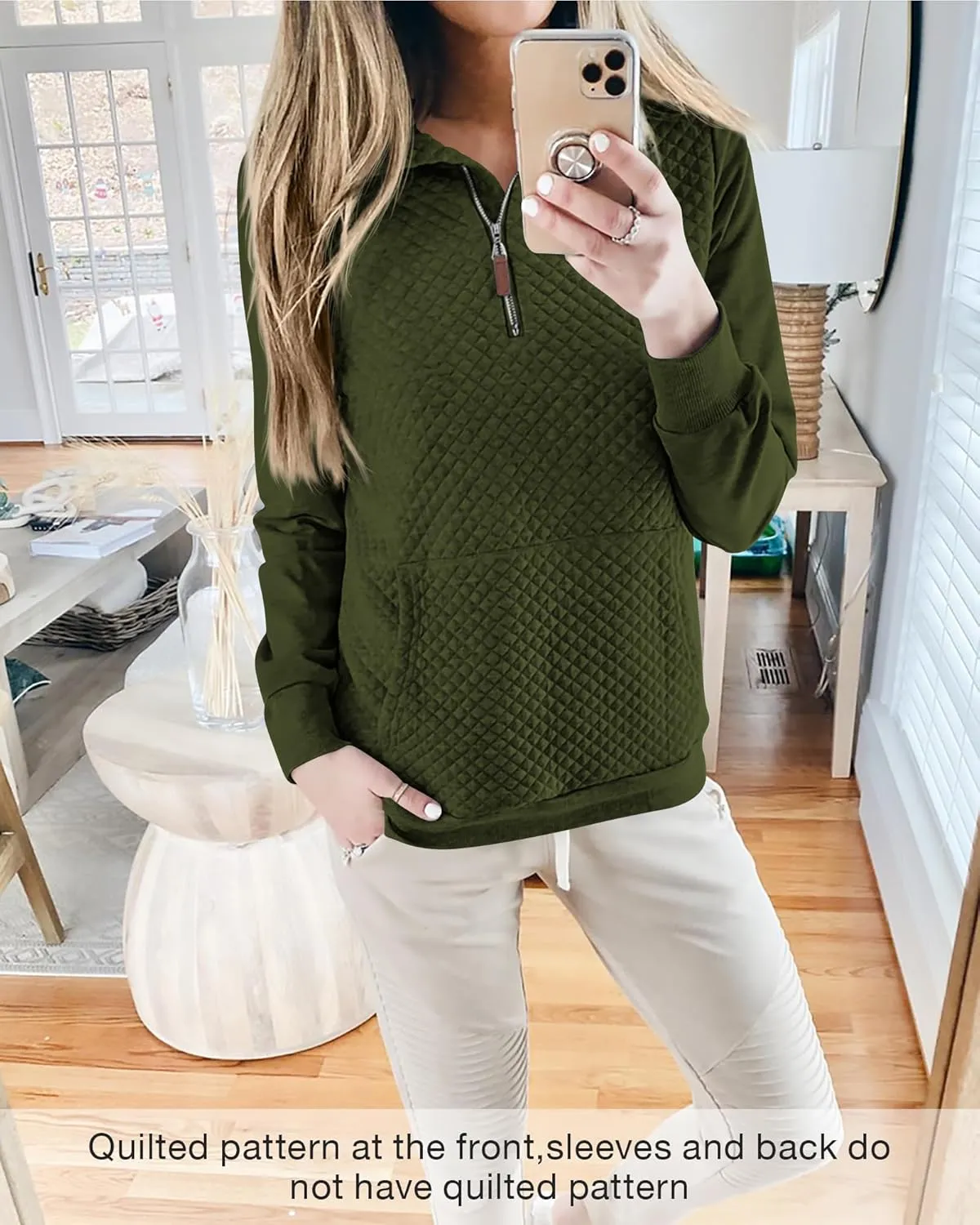 BTFBM Women Fashion Quilted Pattern Lightweight Zipper Long Sleeve Plain Casual Ladies Sweatshirts Pullovers Shirts Tops