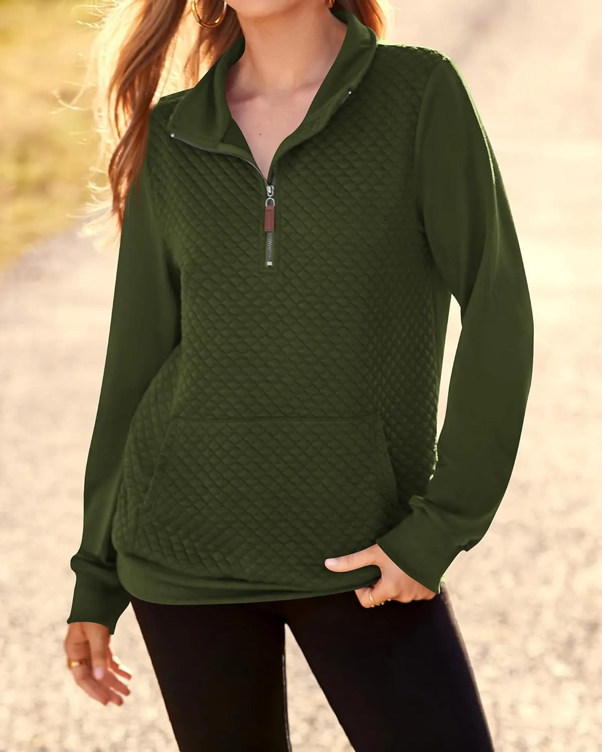 BTFBM Women Fashion Quilted Pattern Lightweight Zipper Long Sleeve Plain Casual Ladies Sweatshirts Pullovers Shirts Tops