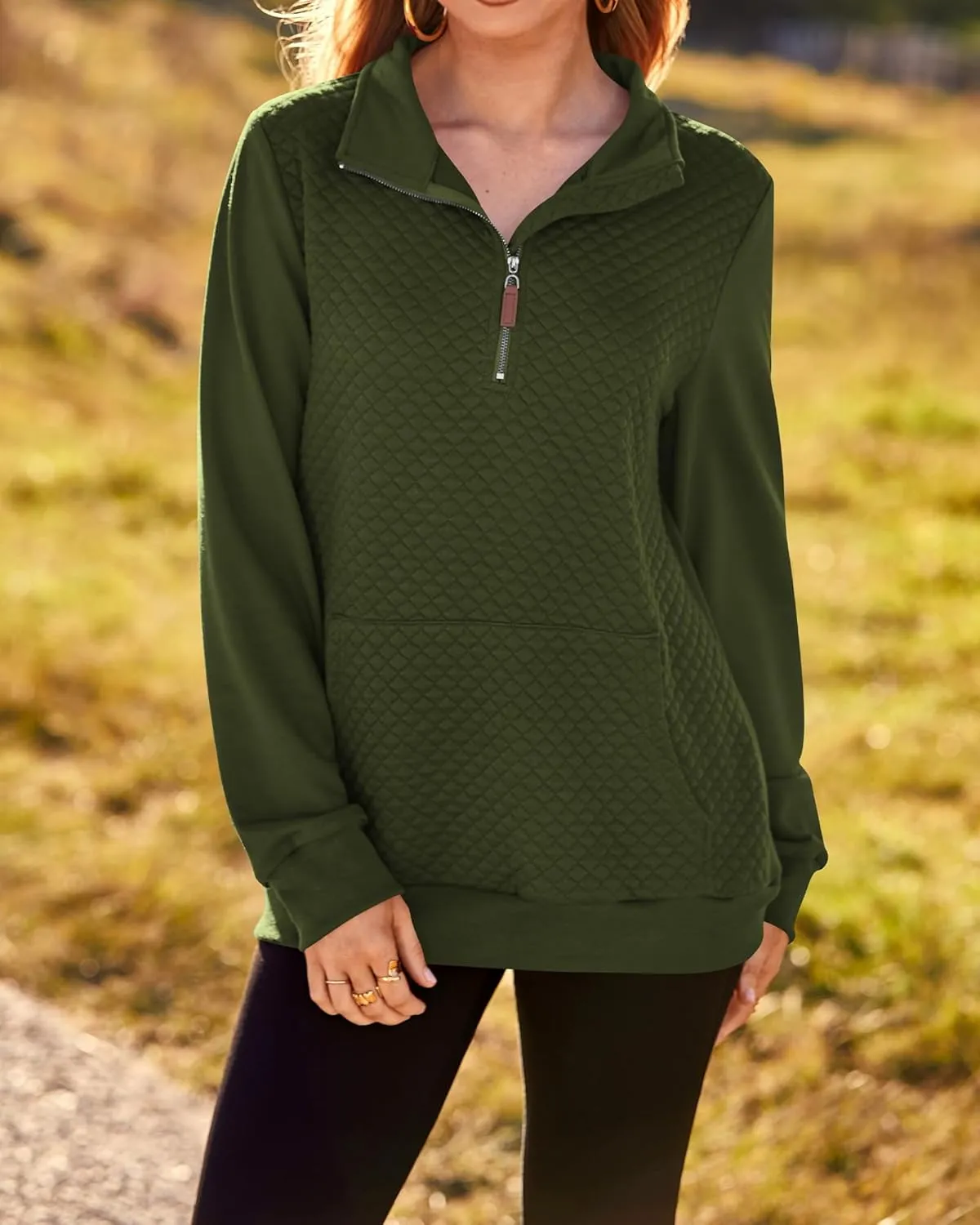 BTFBM Women Fashion Quilted Pattern Lightweight Zipper Long Sleeve Plain Casual Ladies Sweatshirts Pullovers Shirts Tops