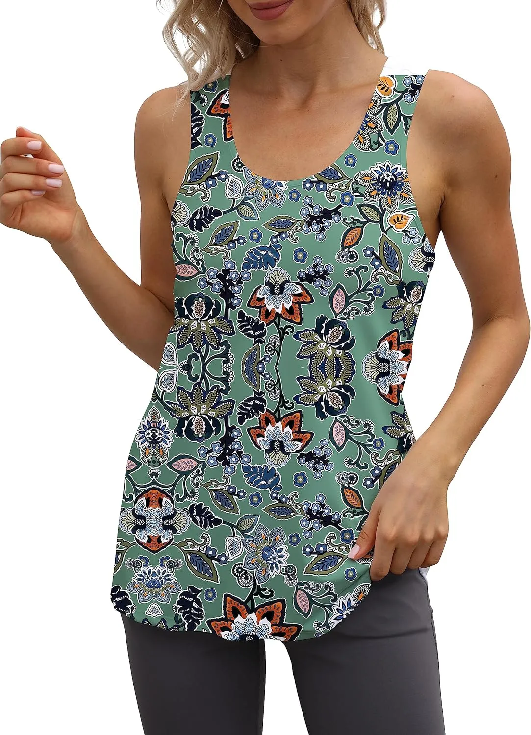 Cakulo Womens Workout Athletic Tank Tops Loose Gym Yoga Racerback Sleeveless Running Sports Shirts Tops