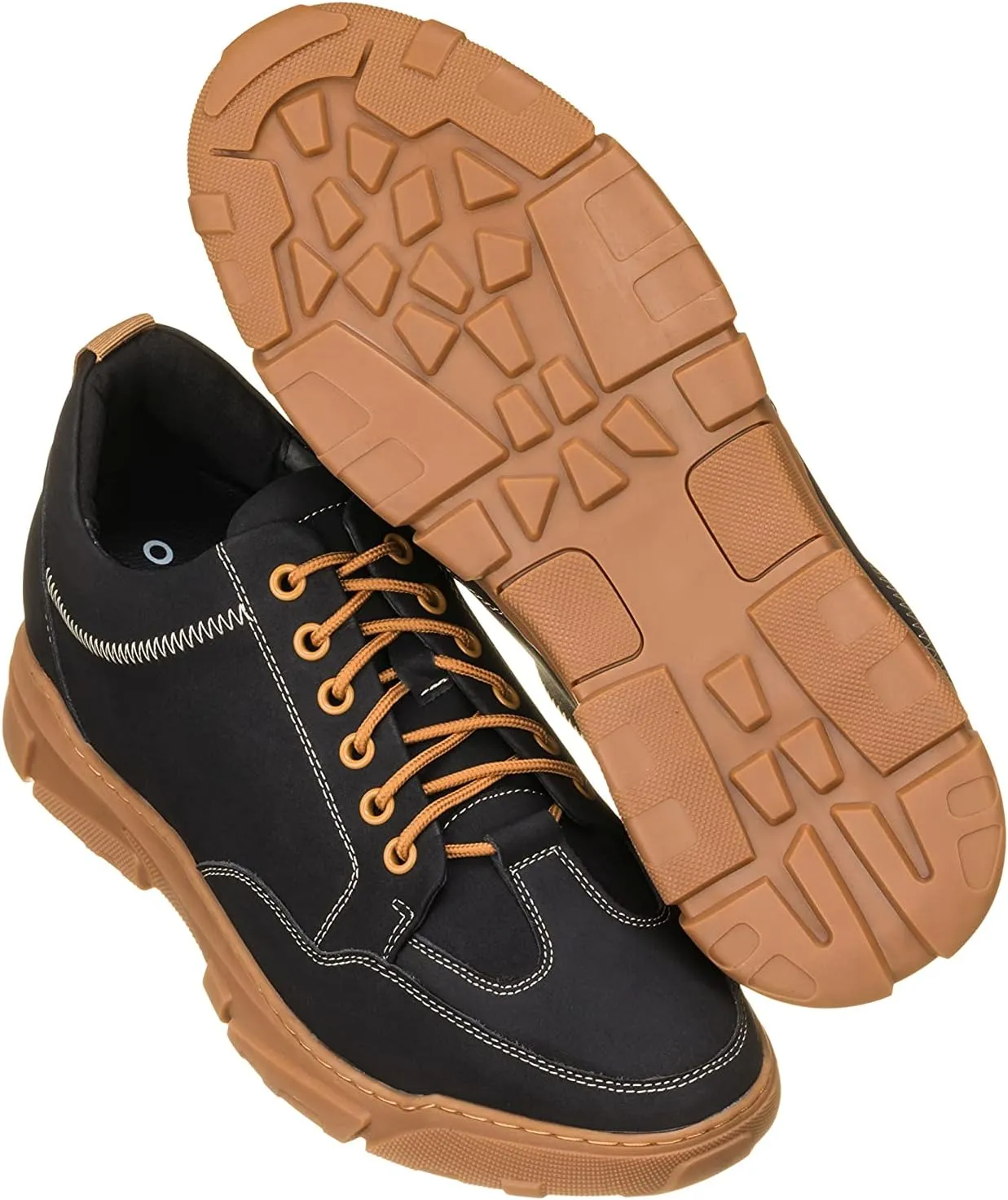 CALTO Men's Invisible Height Increasing Elevator Shoes - Black Leather Lace-up Hiking Style Boots - 2.8 Inches Taller - K8025- Size 10 D(M) US
