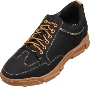 CALTO Men's Invisible Height Increasing Elevator Shoes - Black Leather Lace-up Hiking Style Boots - 2.8 Inches Taller - K8025- Size 10 D(M) US