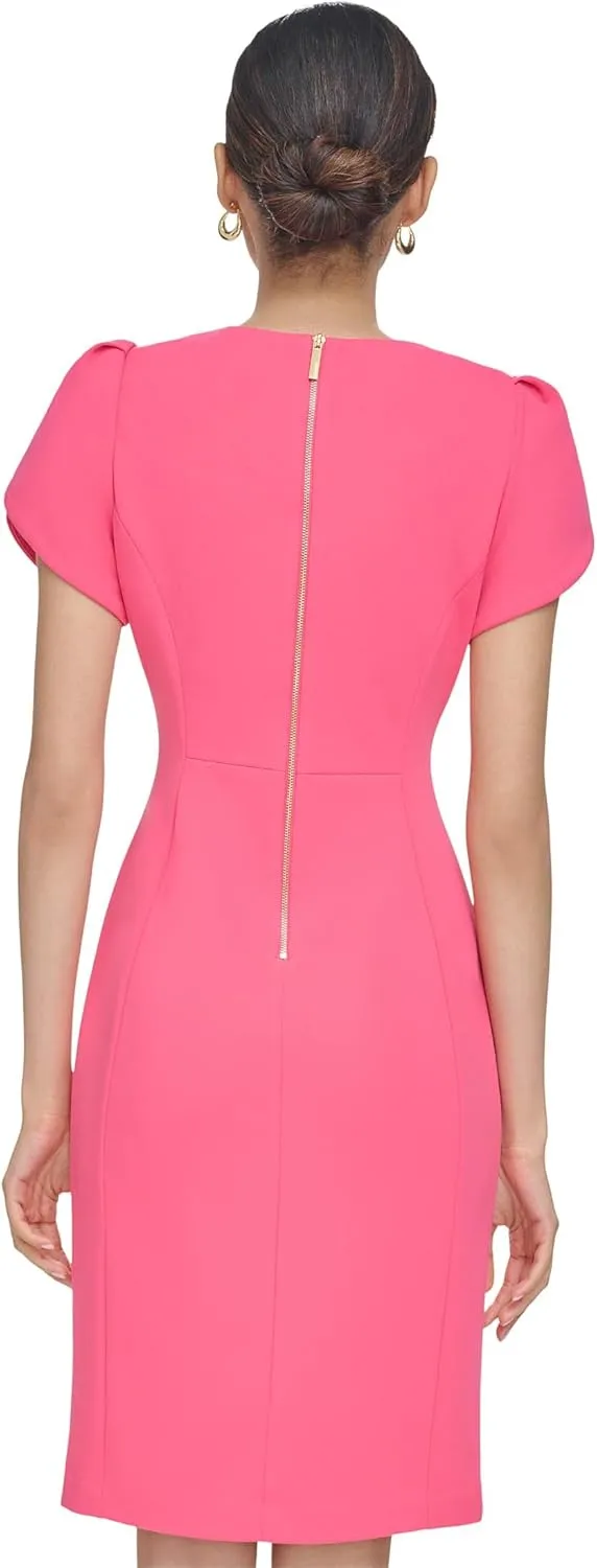 Calvin Klein Women's Tulip Short Sleeve Scuba Crepe Mini Dress