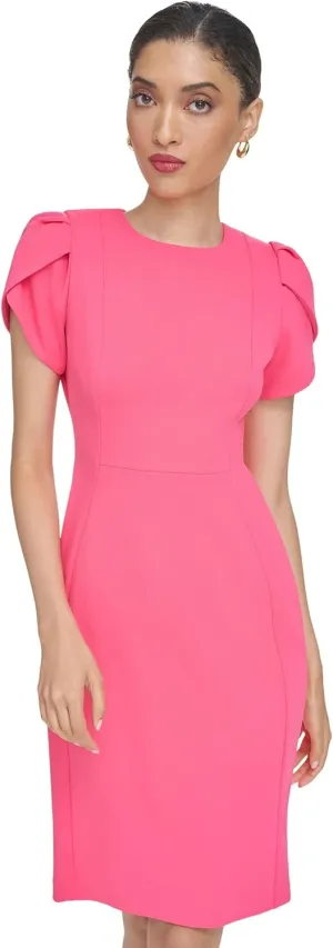Calvin Klein Women's Tulip Short Sleeve Scuba Crepe Mini Dress
