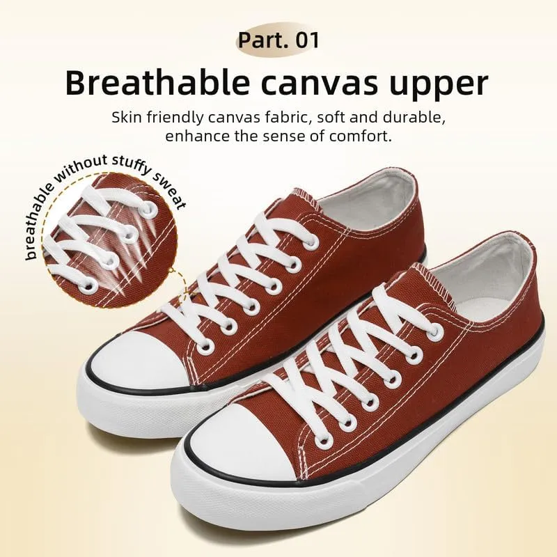 Canvas Shoes for Women Men Low Top Lace Up Sneakers Canvas Fashion Sneakers Classic Casual Walking Shoes Comfortable Breathable