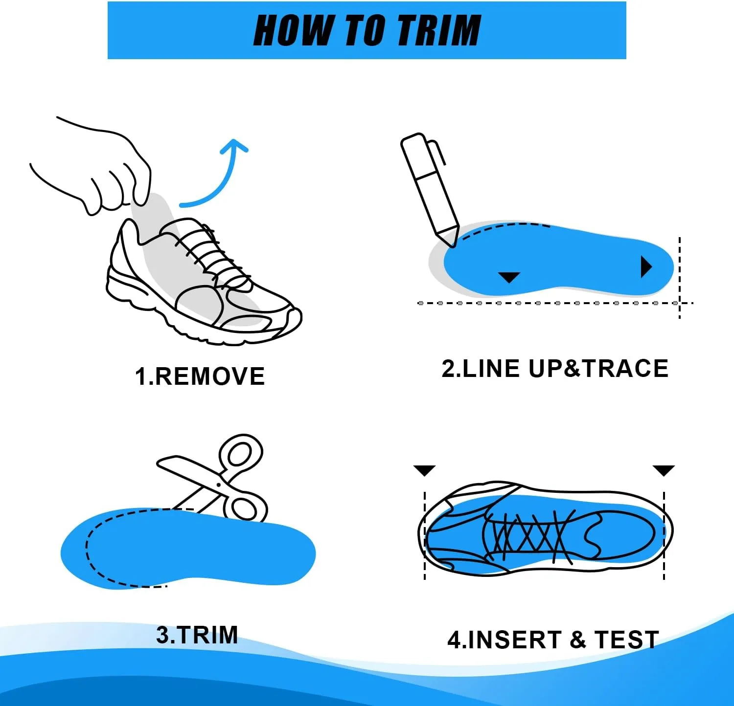Carbon Fiber Insole with Arch Support for Long Periods of Standing, Jogging, Hiking and Other Outdoor Sports, as Well as a Work Boot Insole. (Blue, M：11.5/12丨W：12.5/13（310mm）)
