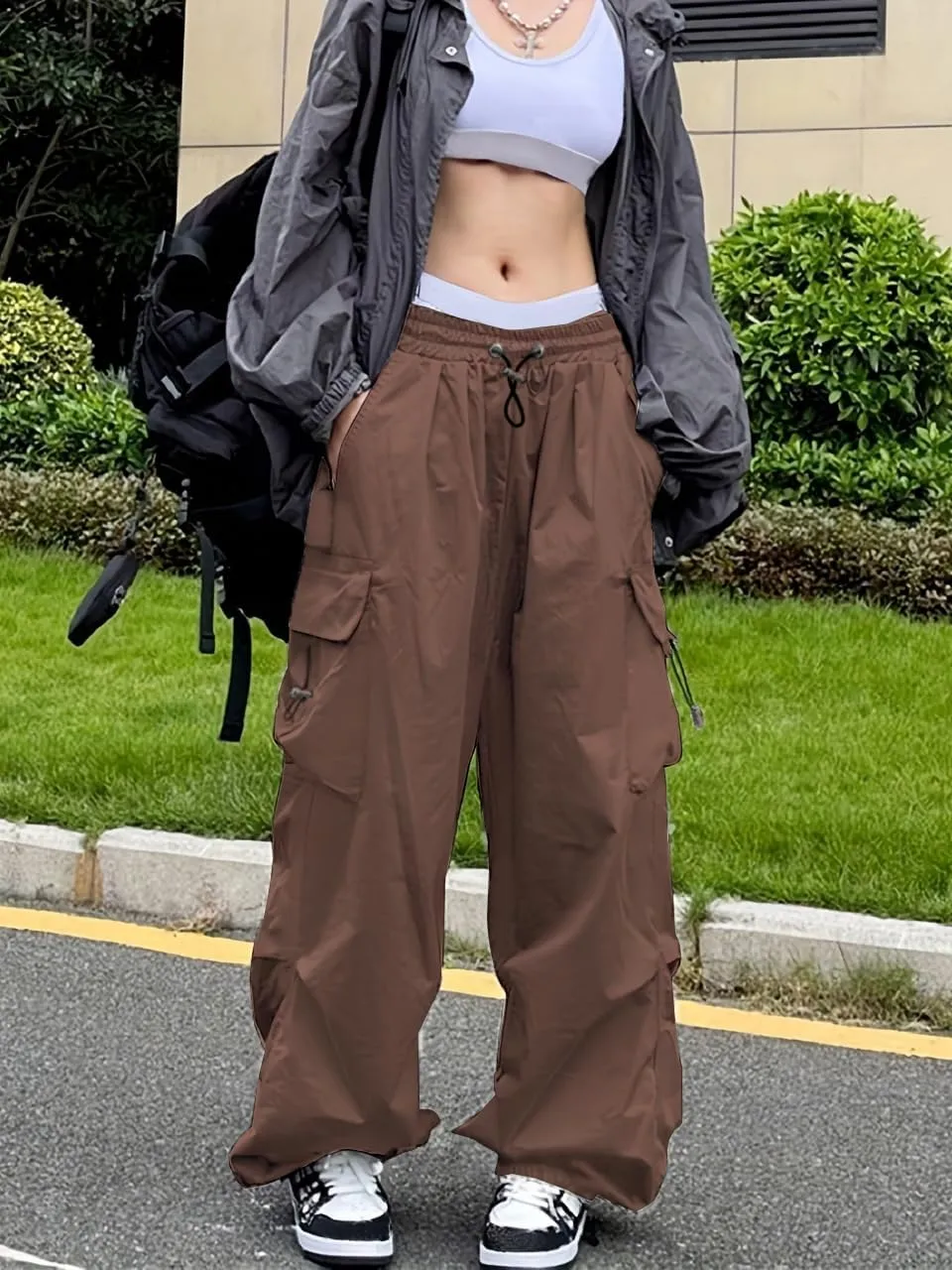 Cargo Pants Women Baggy Parachute Pants Woman Mutil Pockets Loose Fit Y2K Casual Pants for Women